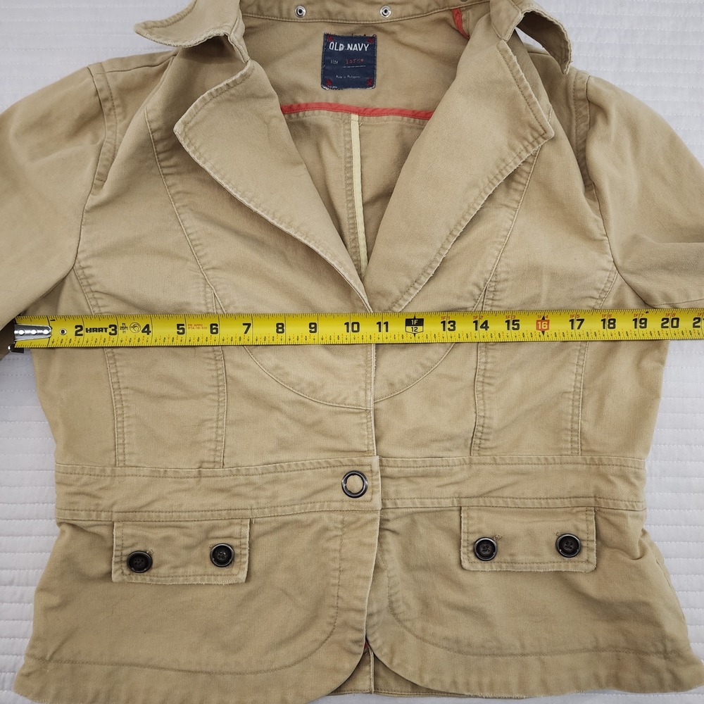 Old Navy Women's Beige Twill Military Style Jacket Blazer Coat Size Large - Picture 4 of 6